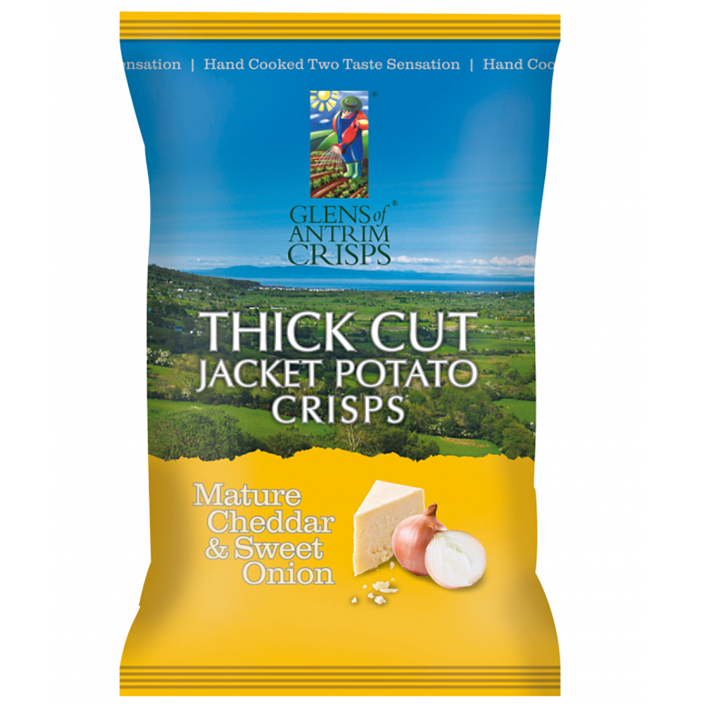 Thick Cut Jacket Potato Crisps Mature Cheddar and Sweet Onion Flavour Republic of Whiskey